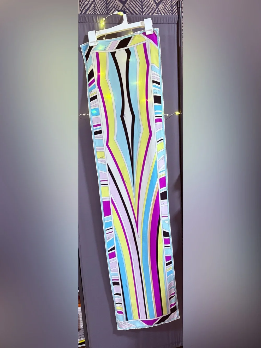 Emilio Pucci Vintage Geometric Silk Scarf 12.5”x 51”